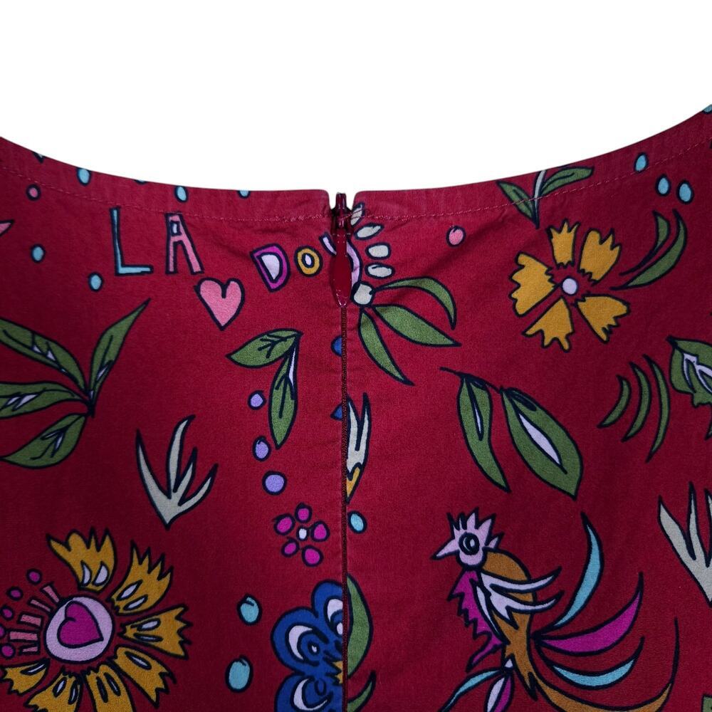 La DoubleJ Womens Bambi Dress Red Floral Print 40 Midi Long Sleeve Boho Chic Fit - Picture 13 of 15